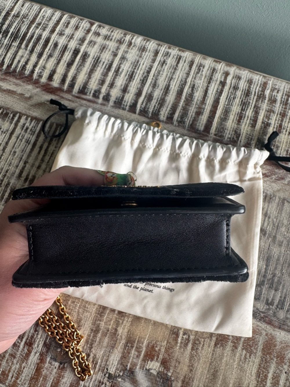 Kate Spade Black Velvet Pearl Handle Mini Bag - Picture 7 of 9